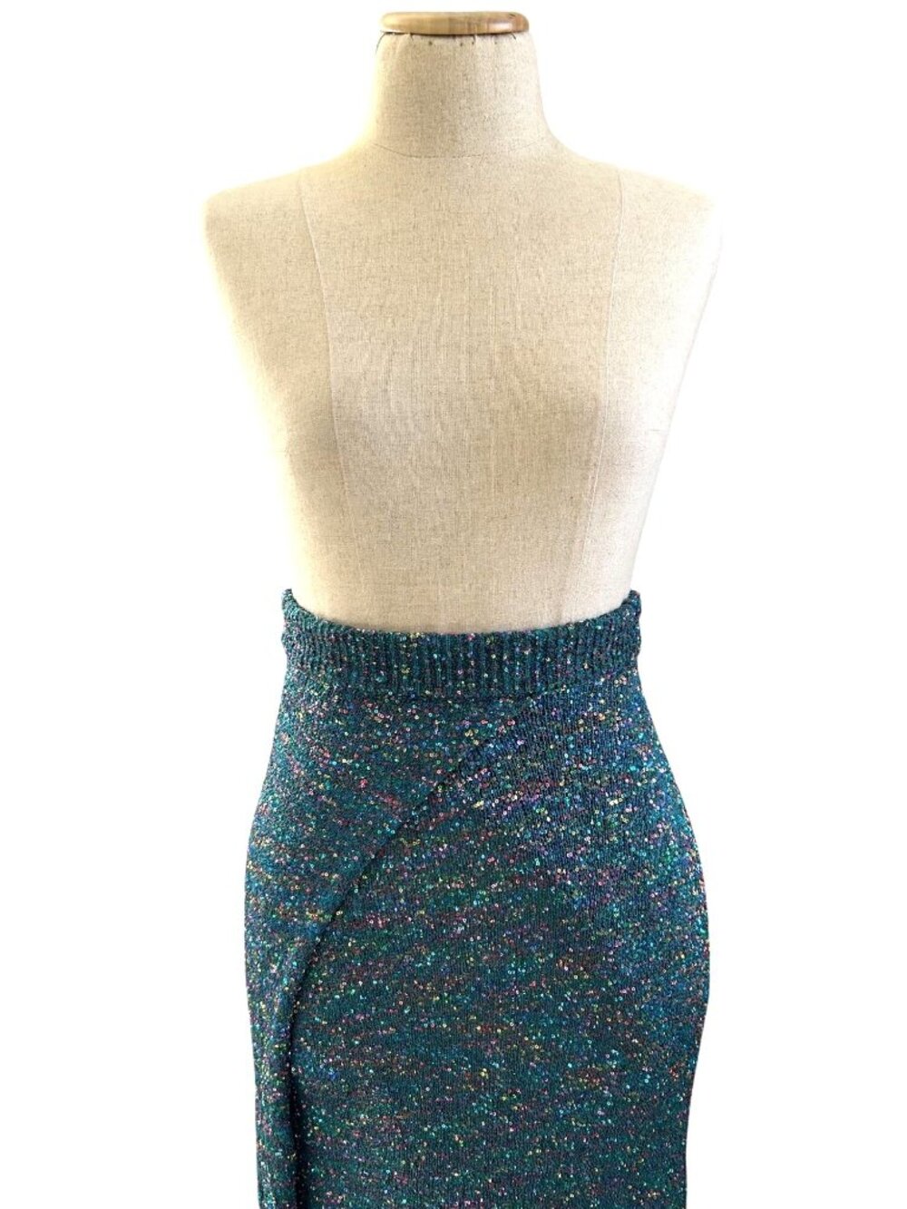 Loewe Women's Sz M Knotted-Hem sequined knitted midi skirt Glittery Maxi - Picture 4 of 16